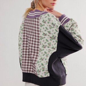 Free People Black and Purple Patchwork Sweatshirt